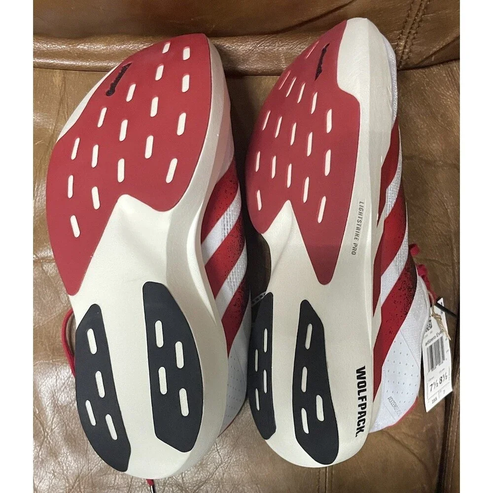 Adidas Adizero Evo SL NC State Wolfpack White Red Mens Sz 7.5 JQ4571
